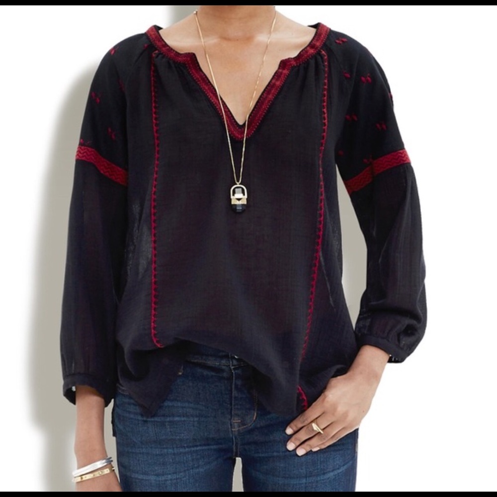 Madewell Lightstitch Peasant Blouse Top